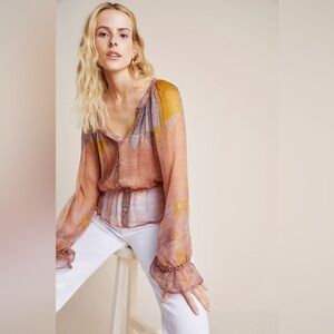 Mes Demoiselles Morgana Silk Peasant Blouse Long Sleeves 2